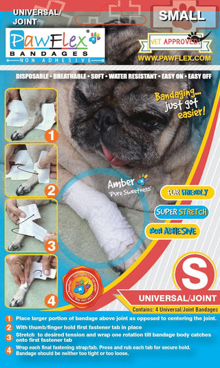 Joint and Large Area Wound Bandages for Dogs Cats & Other Pets. Great for Leg Joint sprains and Tail Injuries! Non Adhesive Breathable Non-Slip Disposable Washable Value Pack (2XS/XS 16pk)
