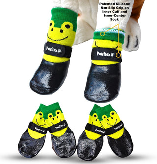 Double Dipped Waterproof Dog Socks Comfy Pawz Soft Indoor/Outdoor Dog Booties with Rubberized Bottom| Non-Slip Silicone Grip at Inner Cuff for No Twisting or Sliding Off| Adjustable Strap