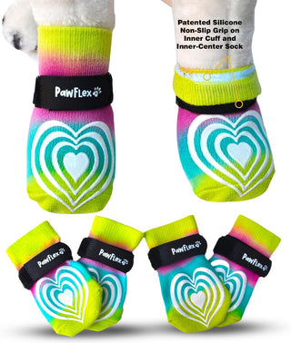 Medical Therapeutic Double Sided Non-Slip Cotton Dog Socks | PawFlex Comfy Pawz Silicone Grip on Inner Cuff No Twisting or Sliding Off | Senior & Disabled Dog Traction Control |Pet Paw Protection