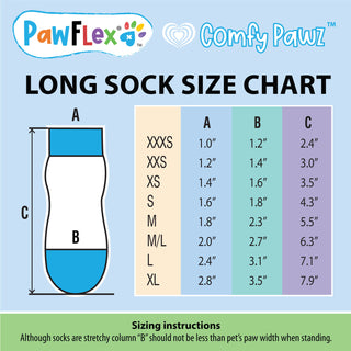 PawFlex Comfy Pawz™ Long Cotton Dog Socks with Double Sided Anti-Slip bottoms and Adjustable Strap-4 socks per pack