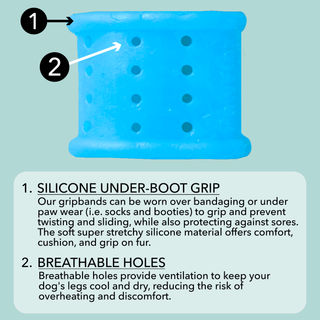 PawFlex Gripsterz Silicone Under Boot Grip Bands for Keeping Dog Boots, Shoes and Socks on - No Twisting or Falling Off- Super Soft, Cushiony and Stretchy Nonslip Grippy Under Boot Wrist/Ankle Bands- Works with all Dog Socks and Boot