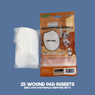 PawFlex Gripsterz Refill Woundpad Inserts for Gripsterz Paw Mitts, Non-Adherent Dog Wound Boot Gauze Pad inserts- Refill Wound Pads for Gripsterz Mitts - Paw Bandage- Paw Protection for Injured Paws