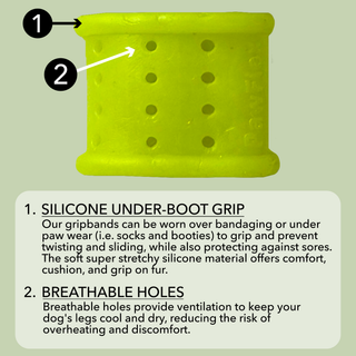 PawFlex Gripsterz Silicone Under Boot Grip Bands for Keeping Dog Boots, Shoes and Socks on - No Twisting or Falling Off- Super Soft, Cushiony and Stretchy Nonslip Grippy Under Boot Wrist/Ankle Bands- Works with all Dog Socks and Boot