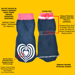 PawFlex Comfy Pawz™ Long Cotton Dog Socks with Double Sided Anti-Slip bottoms and Adjustable Strap-4 socks per pack