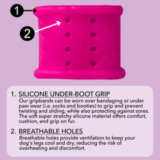 PawFlex Gripsterz Silicone Under Boot Grip Bands for Keeping Dog Boots, Shoes and Socks on - No Twisting or Falling Off- Super Soft, Cushiony and Stretchy Nonslip Grippy Under Boot Wrist/Ankle Bands- Works with all Dog Socks and Boot