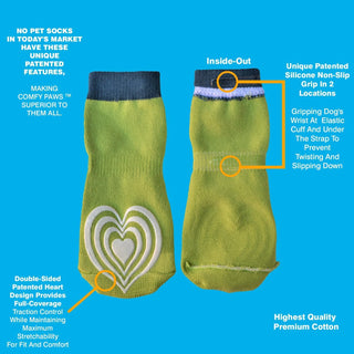 Medical Therapeutic Double Sided Non-Slip Cotton Dog Socks | PawFlex Comfy Pawz Silicone Grip on Inner Cuff No Twisting or Sliding Off | Senior & Disabled Dog Traction Control |Pet Paw Protection