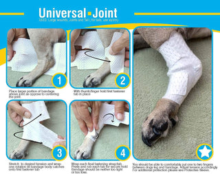 Joint and Large Area Wound Bandages for Dogs Cats & Other Pets. Great for Leg Joint sprains and Tail Injuries! Non Adhesive Breathable Non-Slip Disposable Washable Value Pack (2XS/XS 16pk)