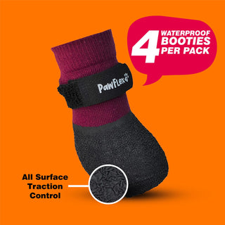 PawFlex Comfy Pawz Double Dipped Thick Textured Waterproof Cotton Dog Booties | Pet Socks with Patented Non-Slip Silicone Grip at Inner Wrist for No Twisting or Sliding Off