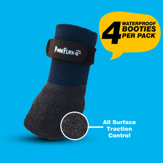 PawFlex Comfy Pawz Double Dipped Thick Textured Waterproof Cotton Dog Booties | Pet Socks with Patented Non-Slip Silicone Grip at Inner Wrist for No Twisting or Sliding Off