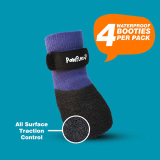 PawFlex Comfy Pawz Double Dipped Thick Textured Waterproof Cotton Dog Booties | Pet Socks with Patented Non-Slip Silicone Grip at Inner Wrist for No Twisting or Sliding Off