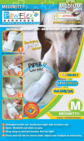 Medimitt Paw Bandages for Dogs, Cats and Pets – Stretchy Medical Booties, First Aid for Paws (Pack of 4, 12 & 20)