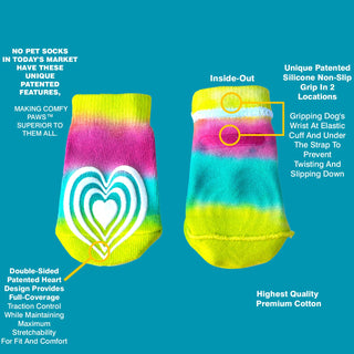 Medical Therapeutic Double Sided Non-Slip Cotton Dog Socks | PawFlex Comfy Pawz Silicone Grip on Inner Cuff No Twisting or Sliding Off | Senior & Disabled Dog Traction Control |Pet Paw Protection