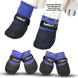 PawFlex Comfy Pawz Double Dipped Thick Textured Waterproof Cotton Dog Booties | Pet Socks with Patented Non-Slip Silicone Grip at Inner Wrist for No Twisting or Sliding Off