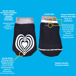 Medical Therapeutic Double Sided Non-Slip Cotton Dog Socks | PawFlex Comfy Pawz Silicone Grip on Inner Cuff No Twisting or Sliding Off | Senior & Disabled Dog Traction Control |Pet Paw Protection