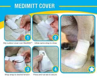 PawFlex Protective Medimitt Outdoor Cover - Paw Bandages - for Dogs Cats and Other Pets First Aid Wound Care Non-Adhesive Disposable Washable Reusable and Water Resistant Bulk Value 16 Pack (Large)