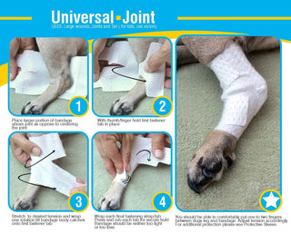 Pawflex Bandages, Non-Adhesive, Disposable, Washable and Reusable Universal Joint Bandages for Pets (Pack of 4)