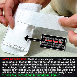 PawFlex Medimitt Paw Bandages for Dogs, Cats and Pets Medical Booties, First aid for Paws Non Slip, Non Adhesive, Breathable ,Disposable, Washable, Adjustable Strap,10 Pack (XXS)