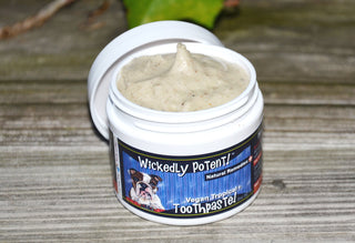 Wickedly Potent! VEGAN TROPICAL Toothpaste for dogs- All-natural oral care for pets Fights Plaque- Freshens Breath- Soothing Antibacterial Whitening Holistic & Herbal Remedy. EASY ACCESS JAR