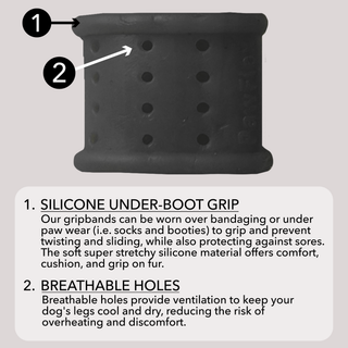 PawFlex Gripsterz Silicone Under Boot Grip Bands for Keeping Dog Boots, Shoes and Socks on - No Twisting or Falling Off- Super Soft, Cushiony and Stretchy Nonslip Grippy Under Boot Wrist/Ankle Bands- Works with all Dog Socks and Boot