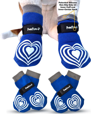 Medical Therapeutic Double Sided Non-Slip Cotton Dog Socks | PawFlex Comfy Pawz Silicone Grip on Inner Cuff No Twisting or Sliding Off | Senior & Disabled Dog Traction Control |Pet Paw Protection