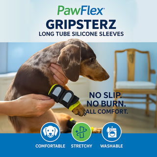 PawFlex Gripsterz Super Stretchy and Grippy Silicone Dog Leg Sleeve Protection for under Leg Braces or over Bandages- Provides Cushion and Grip- Keeps Braces and Bandages in Place.