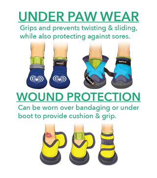 PawFlex Gripsterz Silicone Under Boot Grip Bands for Keeping Dog Boots, Shoes and Socks on - No Twisting or Falling Off- Super Soft, Cushiony and Stretchy Nonslip Grippy Under Boot Wrist/Ankle Bands- Works with all Dog Socks and Boot