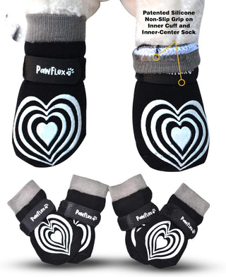 Medical Therapeutic Double Sided Non-Slip Cotton Dog Socks | PawFlex Comfy Pawz Silicone Grip on Inner Cuff No Twisting or Sliding Off | Senior & Disabled Dog Traction Control |Pet Paw Protection