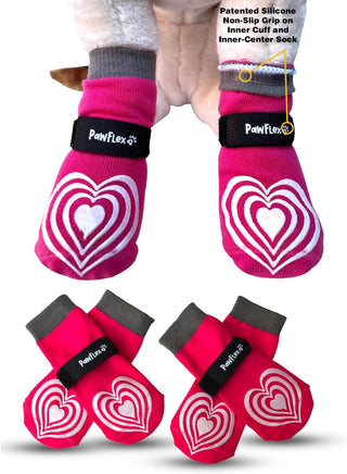 Medical Therapeutic Double Sided Non-Slip Cotton Dog Socks | PawFlex Comfy Pawz Silicone Grip on Inner Cuff No Twisting or Sliding Off | Senior & Disabled Dog Traction Control |Pet Paw Protection