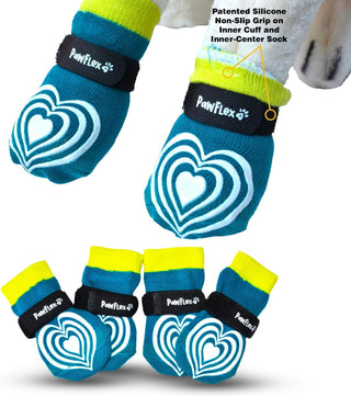 Medical Therapeutic Double Sided Non-Slip Cotton Dog Socks | PawFlex Comfy Pawz Silicone Grip on Inner Cuff No Twisting or Sliding Off | Senior & Disabled Dog Traction Control |Pet Paw Protection