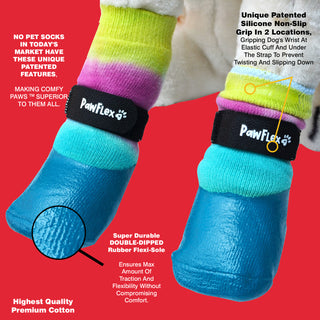 PawFlex Comfy Pawz Double Dipped Waterproof Dog Booties Paw Coverage For Indoor or Outdoor use-4 boots per pack