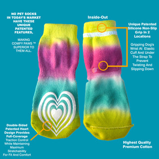 PawFlex Comfy Pawz™ Long Cotton Dog Socks with Double Sided Anti-Slip bottoms and Adjustable Strap-4 socks per pack