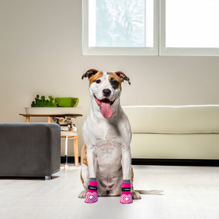 PawFlex Comfy Pawz™ Long Cotton Dog Socks with Double Sided Anti-Slip bottoms and Adjustable Strap-4 socks per pack