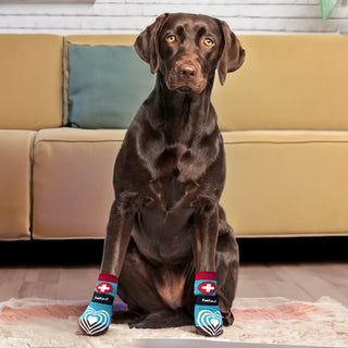 PawFlex Comfy Pawz™ Long Cotton Dog Socks with Double Sided Anti-Slip bottoms and Adjustable Strap-4 socks per pack