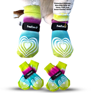 PawFlex Comfy Pawz™ Long Cotton Dog Socks with Double Sided Anti-Slip bottoms and Adjustable Strap-4 socks per pack