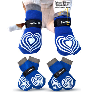 PawFlex Comfy Pawz™ Long Cotton Dog Socks with Double Sided Anti-Slip bottoms and Adjustable Strap-4 socks per pack