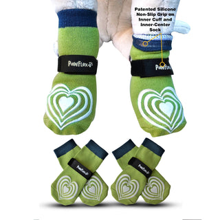 PawFlex Comfy Pawz™ Long Cotton Dog Socks with Double Sided Anti-Slip bottoms and Adjustable Strap-4 socks per pack